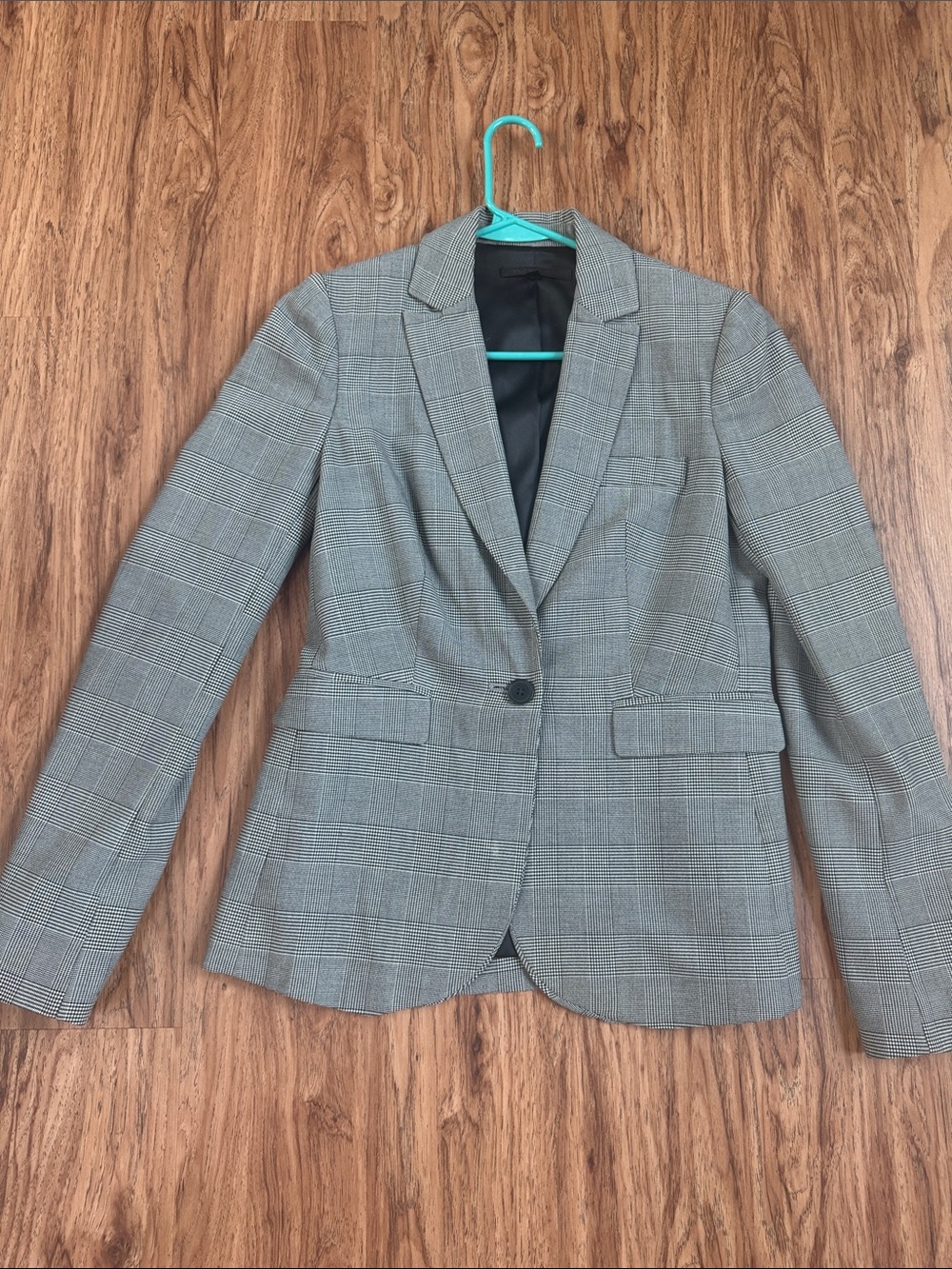 Victoria's Secret Gray Glen Plaid Single-Button Blazer